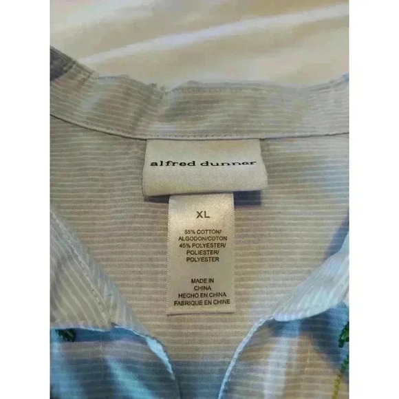Alfred Dunner Striped Button Down Shirt Floral Embroidery Beads, Size Xl - Picture 4 of 6